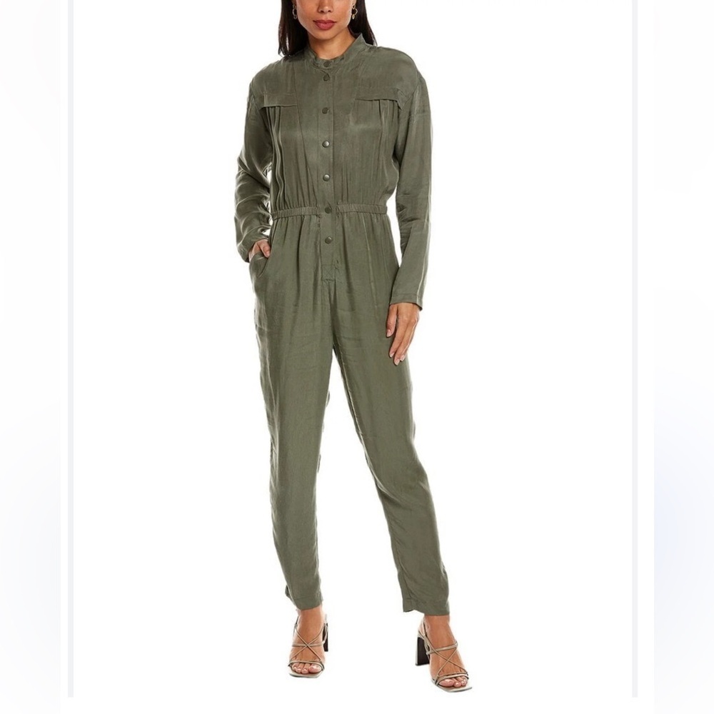 BA&SH Anissa pleated utility jumpsuit in kaki